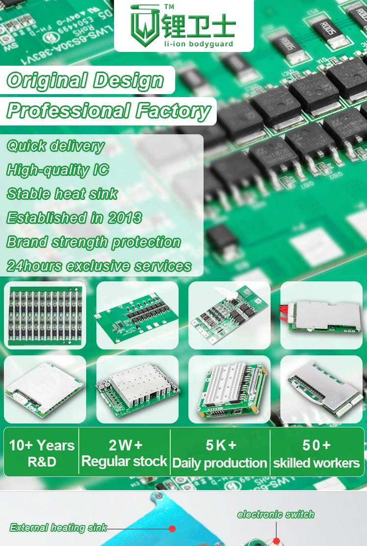 [Sample Customization]Lws Lithium Ion Smart 3s 12V BMS Small Size E Bike Battery Pack 36V 10s Protection Circuit Board 36V 40A BMS