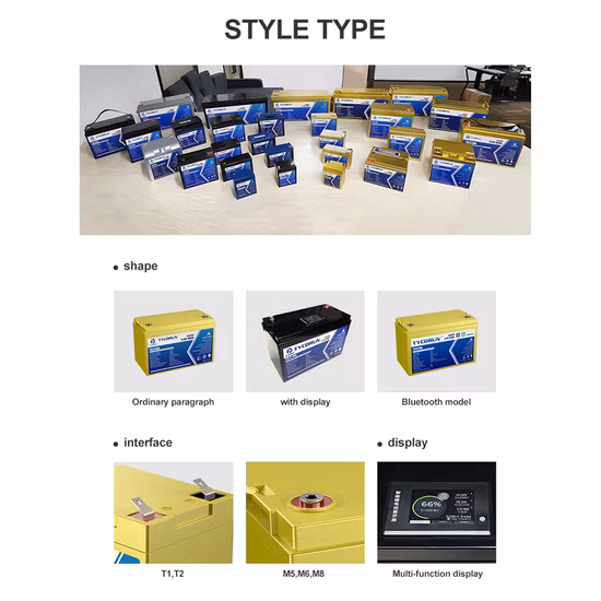 Batteria al litio solare a ciclo profondo Tycorun 12V 24V 36V 20Ah 36Ah 50Ah 100Ah 120Ah 150Ah 200Ah 300Ah 400Ah LiFePO4 Batteria agli ioni di litio per camper da golf